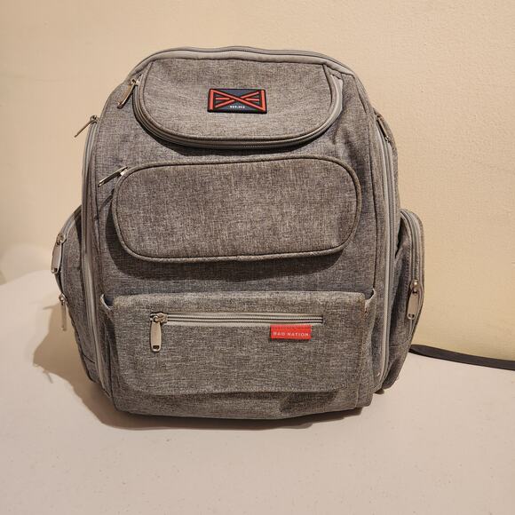 Grey Bag Nation Diaper Bag Backpack Large w/ Wipes Travel Case & Bottle Leashes - Picture 1 of 13